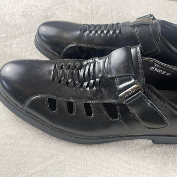 NWOB Jingpin Black Leather Hollowed Out Formal Office Men's size (47) 11.5 Shoe - Picture 3 of 6